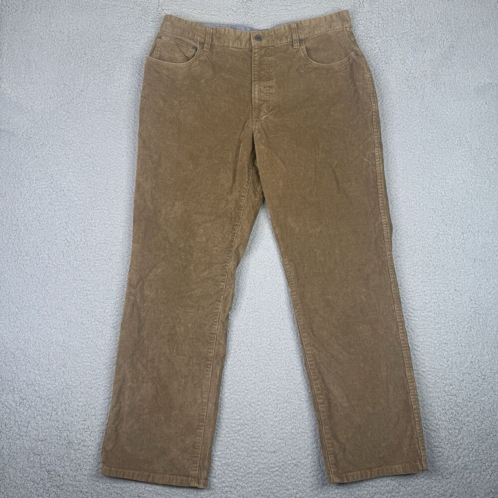 LL Bean Corduroy Pants Mens 35x30 Brown Natural Fit Stretch Country 502838 Gorp